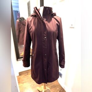 Calvin Klein Maroon Hooded Trench Coat